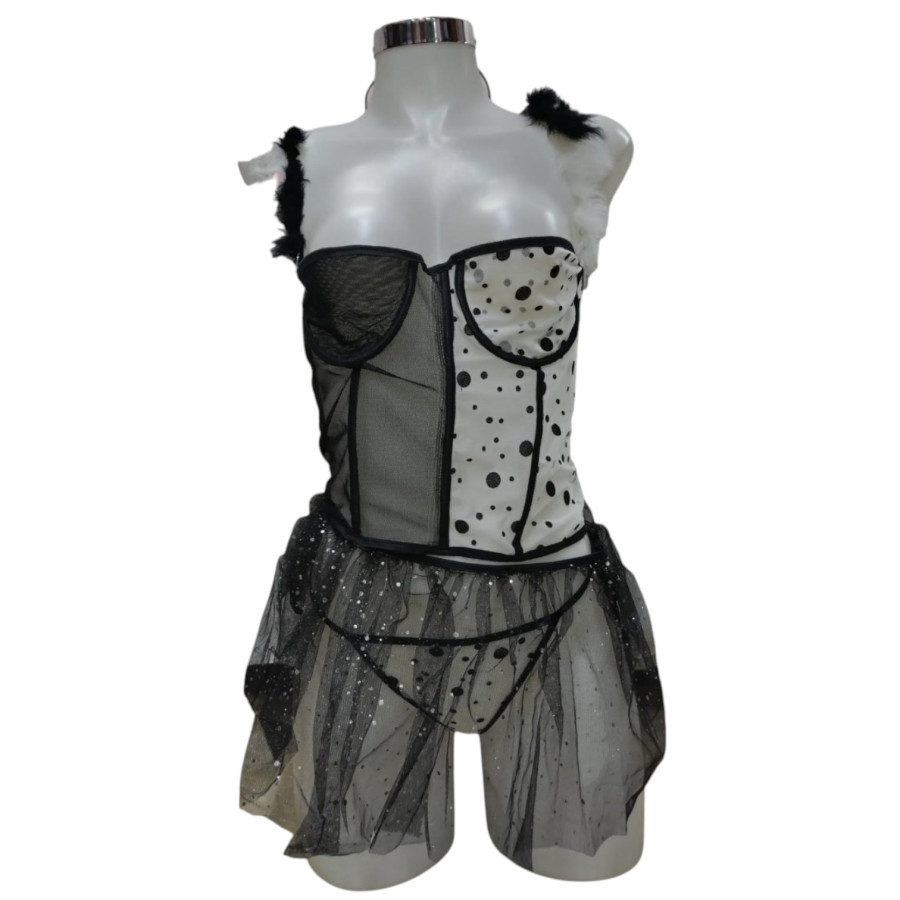 LENCERIA DISFRAZ CRUELLA DE VIL